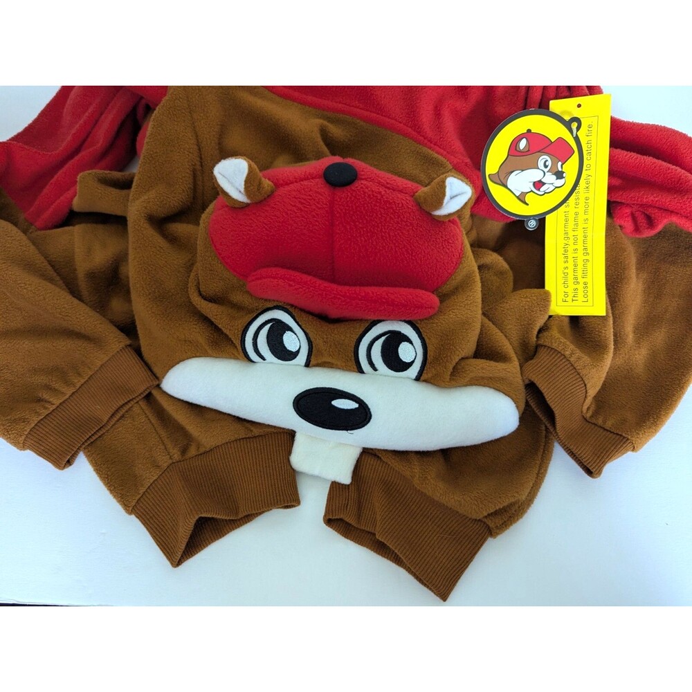 Buckeys Buc-ees Beaver Union Suit Mascot Costume Pajamas Hooded One Piece Y M/L